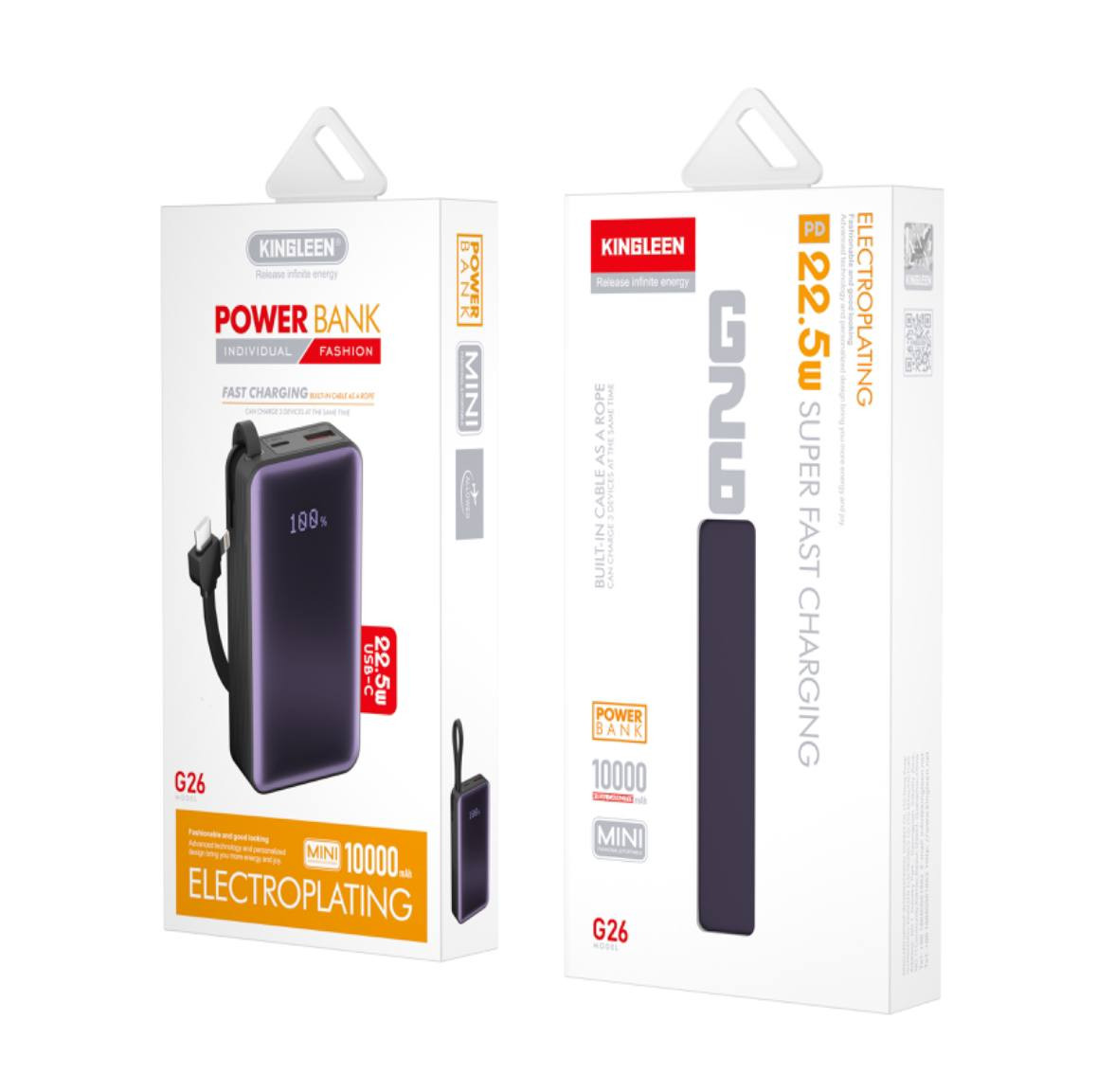پاوربانک KINGLEEN مدل G26 ظرفیت 10000 میلی آمپر