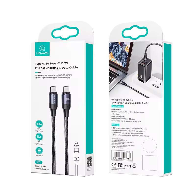 کابل تبدیل TYPE-C به TYPE-C یوسمز مدل USAMS US-SJ524 U71 100W